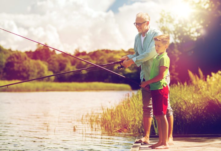 Grandad and grandson fishing