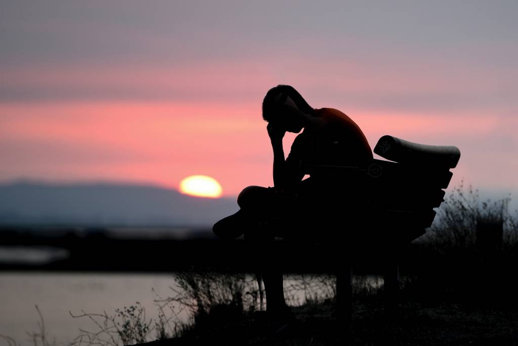 Sat on bench watching sunset