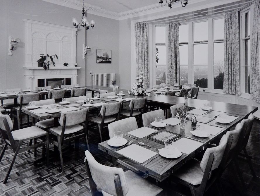 Client dining room at Broadway Lodge in the 1970's
